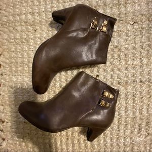 Sam Edelman Marmont Leather Gold Buckled Booties